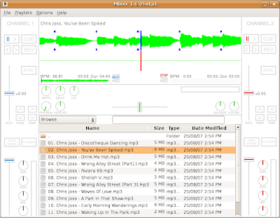 Screenshot of Mixxx 1.6.0beta1 file browser