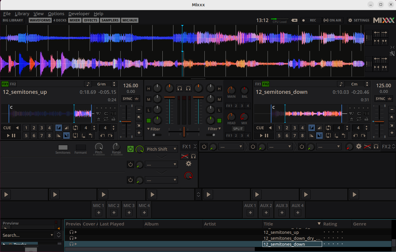 Pitch Shift effect in the Mixxx software