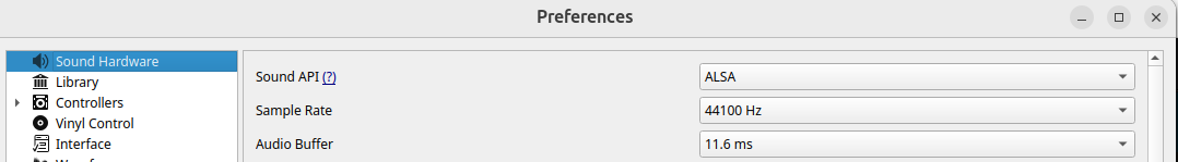 Mixxx Sound Hardware Preferences