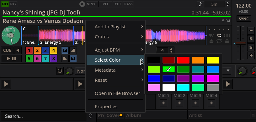 Track colors on decks