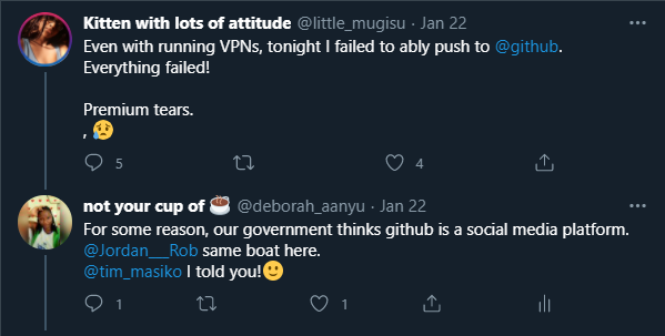 For some reason, our government thinks github is a social media platform.